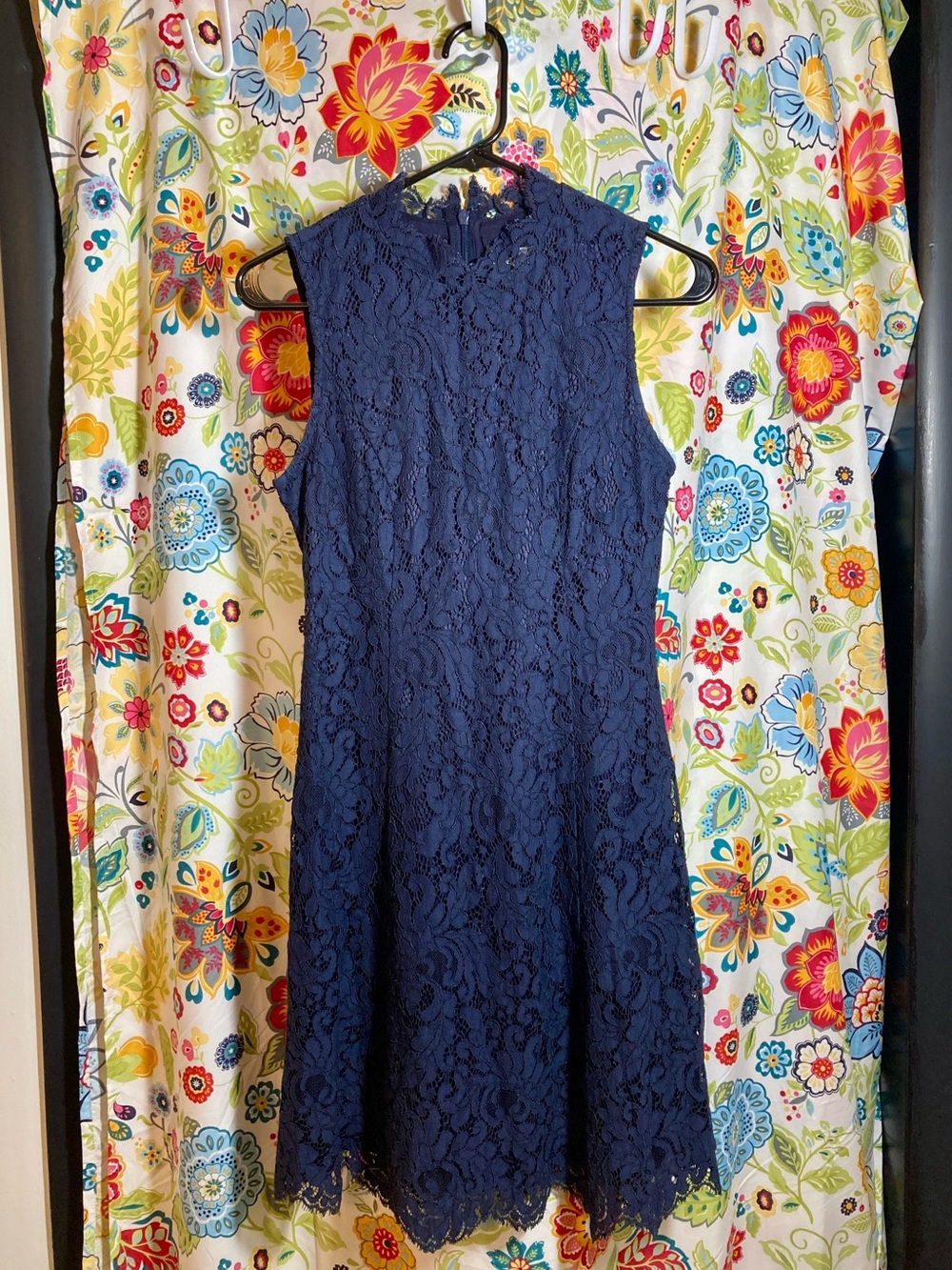 Chelsea28 Navy Sleeveless Lace A-Line Dress Size 2